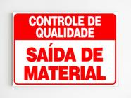 Placa de aviso controle de qualidade saída de material mdf