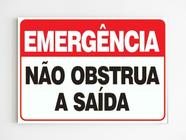 Placa de aviso emergência não obstrua a saída mdf 20x29 a4