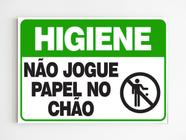 Placa de aviso higiene não jogue papel no chão mdf 20x29 - Genérico