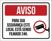 Placa De Aviso - Para Sua Segurança Local Filmado 24H 36X46