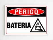 Placa de aviso perigo bateria sinalização mdf segurança a4 - Genérico