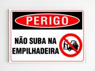 Placa de aviso perigo não suba na empilhadeira mdf 20x29 a4 - Genérico