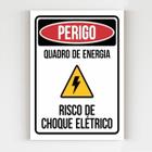 Placa de aviso perigo risco de choque quadro de energia