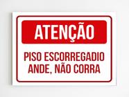 Placa de aviso piso escorregadio ande não corra mdf a4 20x29 - Mago das Camisas