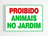 Placa de aviso proibido animais no jardim mdf 20x29 a4