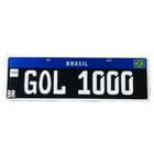 Placa de Carro Fundo Preto "Gol 1000" Padrão Mercosul Em Alumínio E Alto Relevo