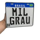 Placa de Moto Decorativa "Mil Grau" Padrão Mercosul Em Alumínio e Alto Relevo