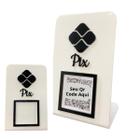 Placa De Pagamento Pix Acrílico Com Qr Code Display na Cor Branco Com Preto