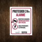 Placa De Segurança - Protegido 24H Alarme Polícia (18X23)