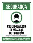 Placa De Segurança - Uso Obrigatório De Máscara 27X35