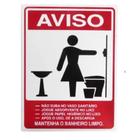 Placa de Sinalização Acesso 15x20cm Aviso Mantenha o Banheiro Limpo Femino