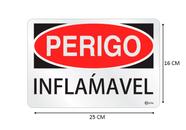 Placa de Sinalização Adesiva em Alumínio Perigo Inflamável 16X25 CM - SUPEREPI