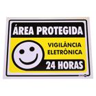 Placa de Sinalização ÁREA PROTEGIDA / VIGILÂNCIA ELETRÔNICA / 24 HORAS Ref PS237 ENCARTALE - Encart'Ale