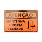 Placa de Sinalização ATENÇÃO MANTENHA A PORTA FECHADA Ref PR2001 ENCARTALE
