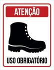 Placa De Sinalização - Atenção Uso Obrigatório Botas 18X23