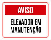 Placa De Sinalização - Aviso Elevador Em Manutenção 27X35