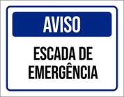 Placa De Sinalização - Aviso Escada De Emergência 27X35