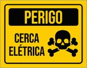 Placa De Sinalização Aviso Perigo Cerca Elétrica 27X35