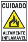 Placa de Sinalização - Cuidado: Altamente Inflamável - Fogo e Perigo em PS (Poliestireno) - Look Placas de Sinalização