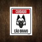 Placa De Sinalização - Cuidado Cão Bravo 27X35