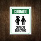 Placa De Sinalização - Cuidado Crianças Brincando 27X35