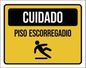 Placa De Sinalização - Cuidado Piso Escorregadio 27X35