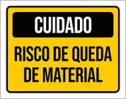 Placa De Sinalização - Cuidado Risco Queda Material 18X23