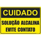 Placa de Sinalização Cuidado Solução Alcalina Evite Contato