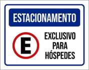 Placa De Sinalização Estacionamento Exclusivo Hóspedes 27X35