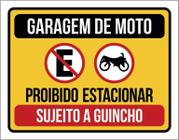 Placa De Sinalização Garagem Moto Proibido Estacionar 18X23