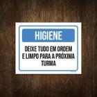 Placa De Sinalização - Higiene Deixe Tudo Em Ordem 27X35