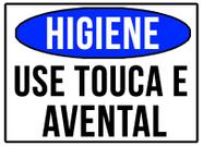 Placa de sinalização higiene use touca e avental mdf a4