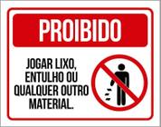 Placa De Sinalização - Proibido Jogar Lixo Entulho 36X46