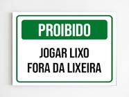 Placa de sinalização proibido jogar lixo fora da lixeira A4