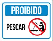 Placa De Sinalização - Proibido Pesca Pescar Peixes 18X23