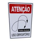 Placa DE Sinalização PROTETOR AURICULAR OBRIGATORIO 20X30 CM - ASELETRO