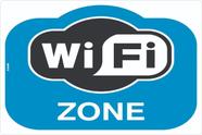 Placa de Sinalização - Wi-Fi Zone - Wireless Hotspot - Internet - Azul em PS (Poliestireno) - Look Placas de Sinalização