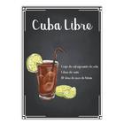 Placa Decorativa A4 Bar Bebidas Drink Cuba Libre Decoração