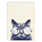 Placa Decorativa A4 Gato De Óculos Cool Cat Meme Bege