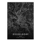 Placa Decorativa A4 Mapa Düsseldorf Alemnha Europa Black