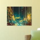 Placa Decorativa Abstrata Cidade Noite Abstrato Painel Kit 4 Placas