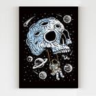 Placa decorativa astronauta asteroide caveira skull espaço