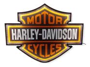 Placa Decorativa Com Led Letreiro Luminoso Harley Davidson