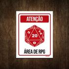 Placa Decorativa - Dado Atenção Área De Rpg 27X35