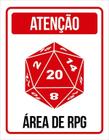 Placa Decorativa - Dado D20 Atenção Área De Rpg 18X23