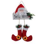 Placa Decorativa Feliz Natal Com Noel E Botas 46 Cm Magizi U