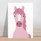 Placa decorativa infantil animal cavalo rosa