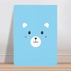 Placa decorativa infantil azul face urso 