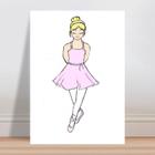 Placa decorativa infantil desenho Menina bailarina loira