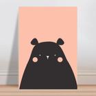 Placa decorativa infantil desenho urso preto e rosa